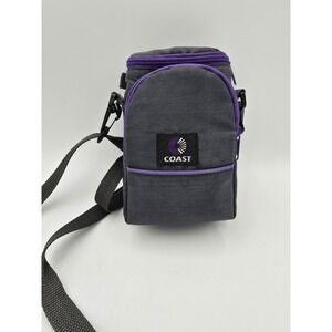 Vtg Coast Camera Bag Case Gray Purple Teal W/Shoulder Strap Front Zip Pouch